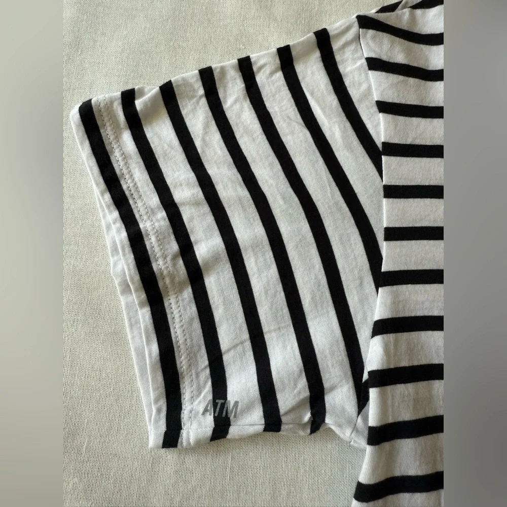 ATM Anthony Thomas Melillo Black and White Striped Tee classic‎ jersey S - Picture 6 of 13